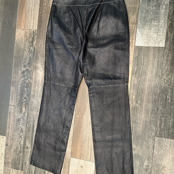 Escada Black Leather Lambskin Pants Size 40 (German) =US 8/10 Straight Leg - Picture 10 of 10